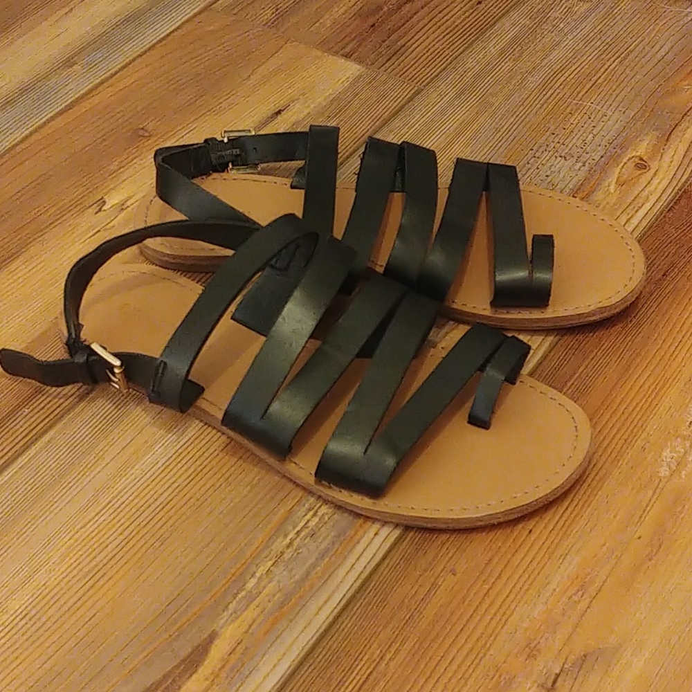 3 For $12 Black strappy sandals